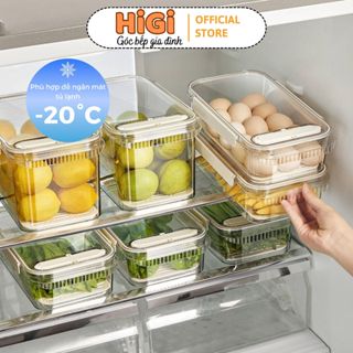 Hộp Đựng Thực Phẩm Tủ Lạnh Ráo Nước Có Nắp Đậy Kín Khí Ghi Ngày Tháng Bảo Quản An Toàn Nhựa Dày Dặn