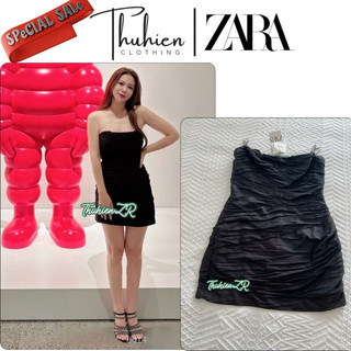 (Chính hãng XS S)Váy mini ZARA 7867/939/800 vải pha linen màu đen(kèm ảnh thật)