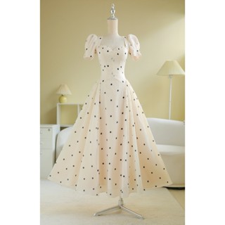  SÒ VINTAGE - CLAUDI đầm chấm bi xòe dáng dài tôn dáng 