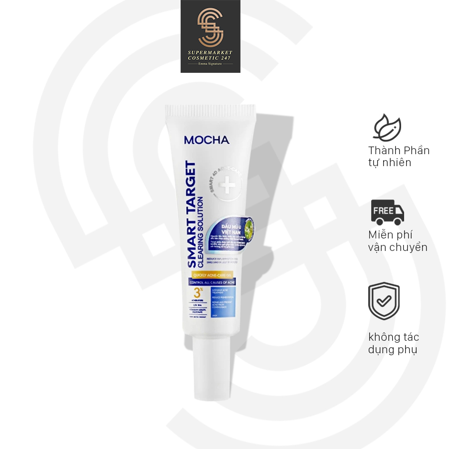 Kem Dưỡng Giảm Mụn Chuyên Sâu Nhanh Sau 8h Mocha Smart Target Clearing Solution, Giảm Sưng Viêm, Hạn