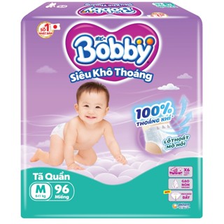 Bỉm Tã quần Bobby Siêu khô thoáng. Đa dạng Size M 96 miếng, L 88 miếng, XL 76 miếng, XXL 70 miếng. v.v
