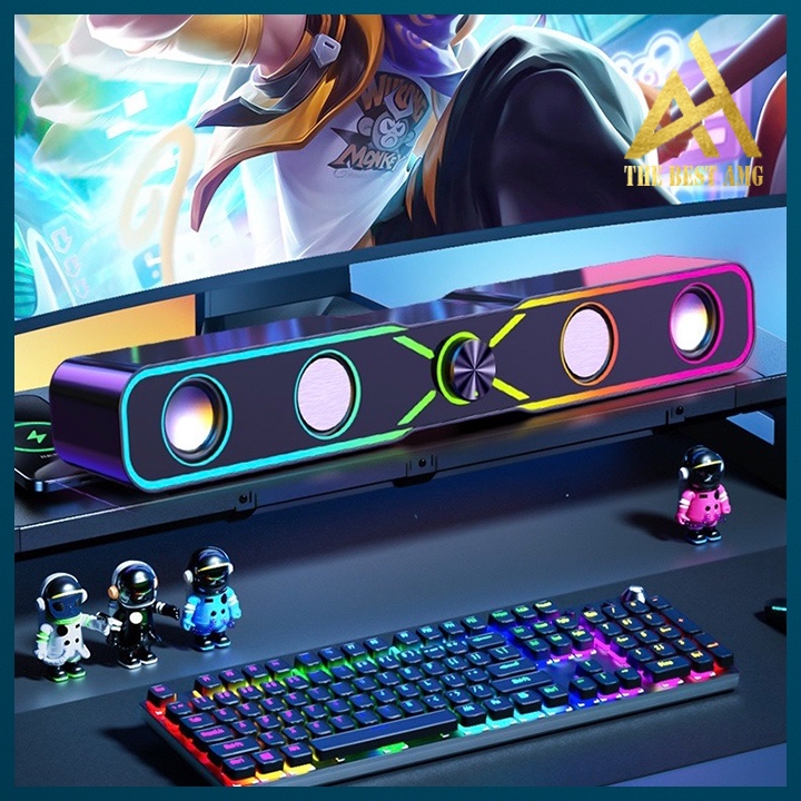 Loa Thanh Máy Tính Soundbar Bluetooth Gaming Để Bàn Led Rgb MOGOLALA Q7 Màu Trắng - Loa Vi Tính Pc Tivi Bass Mạnh