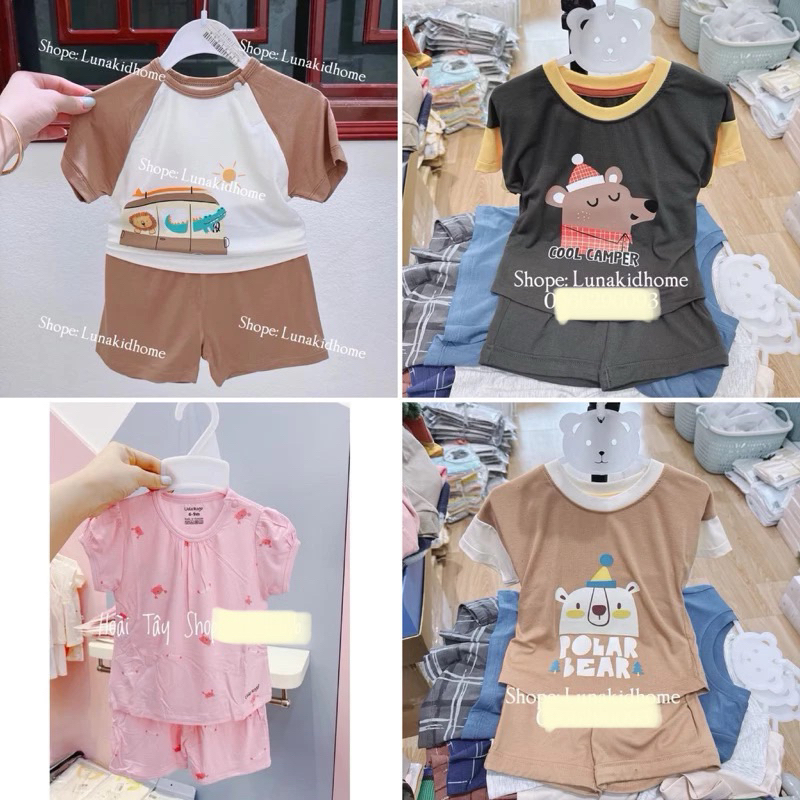 [Ualarogo]-Bộ cộc tay cài vai sợi tre, peptit (6-9m đến 48m)