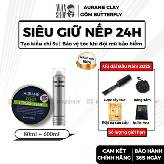  Combo sáp vuốt tóc  Aurane Cool Stylish Clay + gôm giữ nếp tóc Butterfly Shadow - Waxshop 