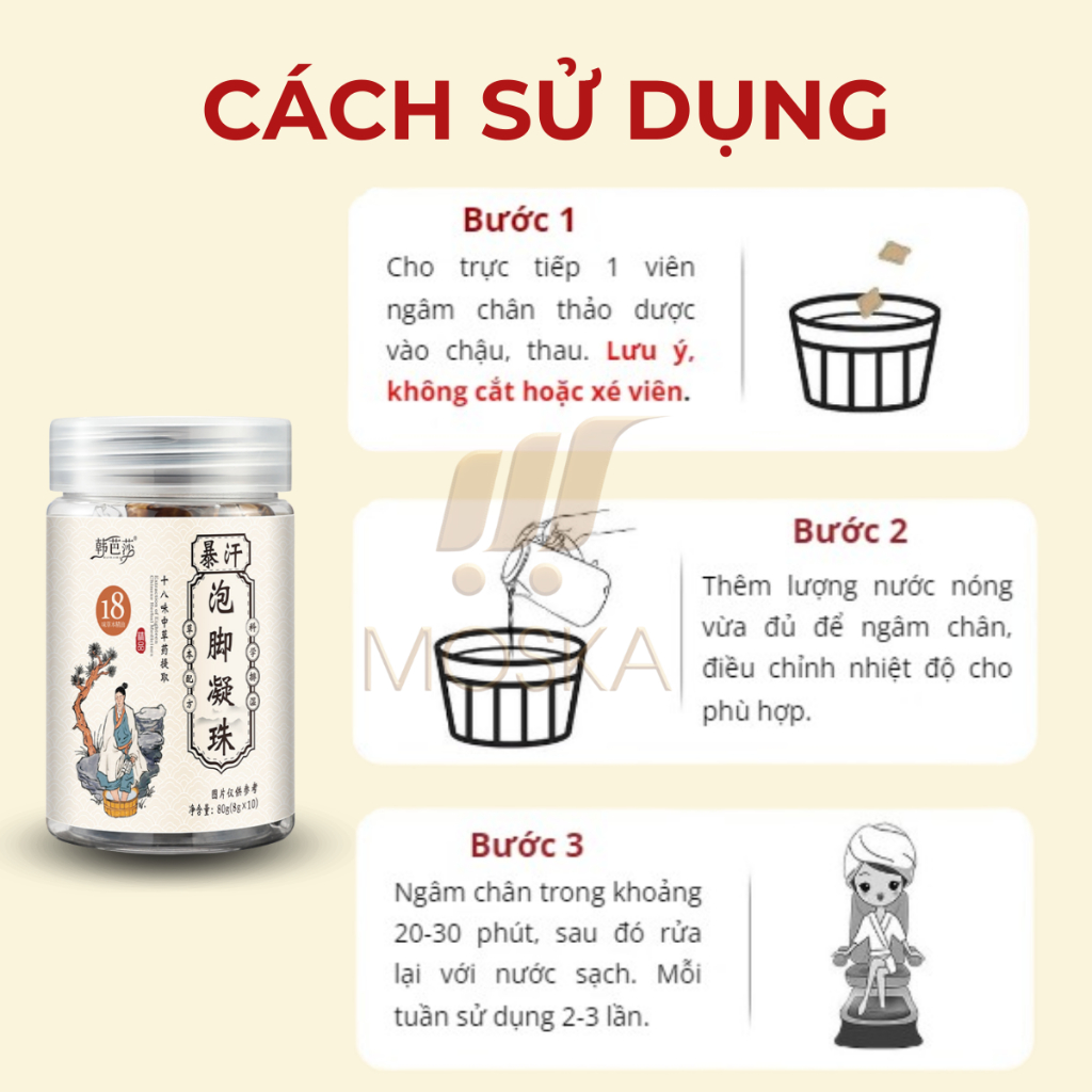 Viên Ngâm Chân 18 Vị Thảo Mộc HANBASA - Thải Độc Giảm Đau Nhức, Tê Chân Giảm Giảm Cân Giúp Ngủ Ngon Sâu Giấc| Moska Shop