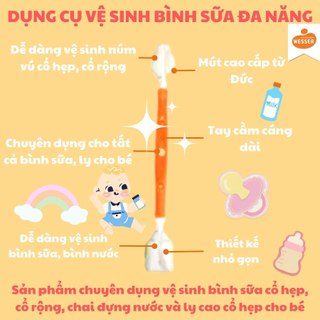Cọ Rửa Bình Sữa, Núm Ty Đa Năng Mút Xốp Mềm, Không Làm Trầy Bình Sữa WESSER