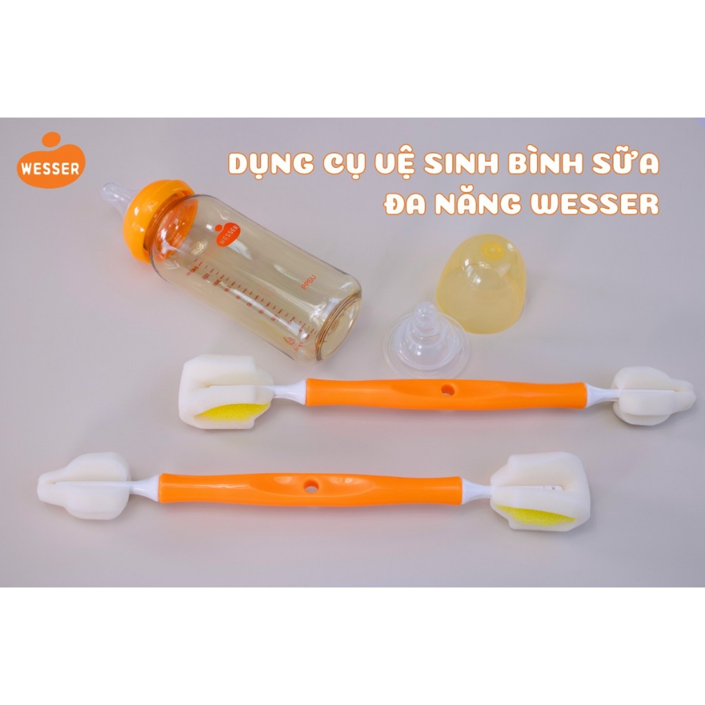 Cọ Rửa Bình Sữa, Núm Ty Đa Năng Mút Xốp Mềm, Không Làm Trầy Bình Sữa WESSER