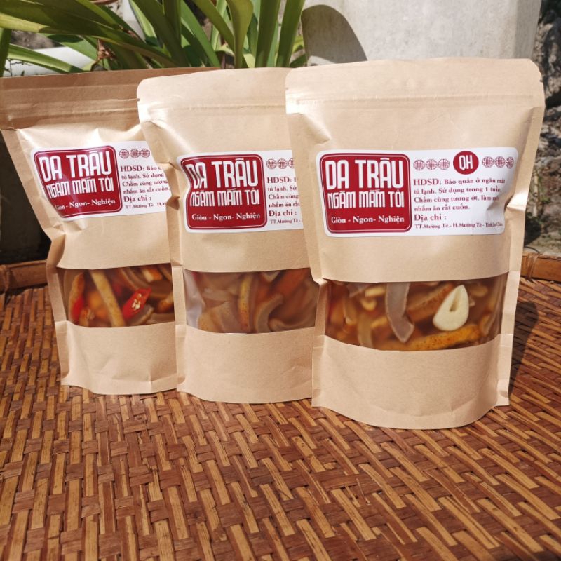 Da trâu muối chua, ngâm mắm tỏi (túi 500gr) đặc sản Tây Bắc