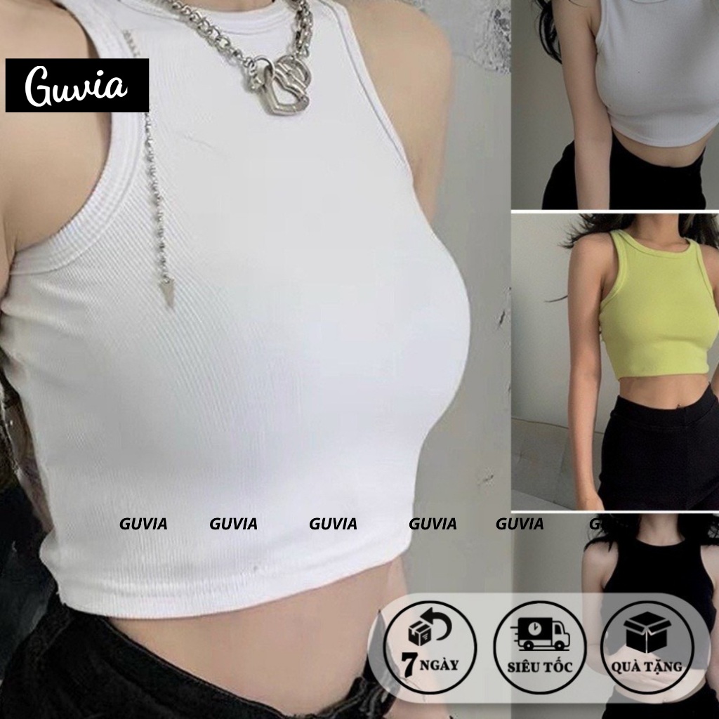 Áo Croptop Ba Lỗ Nữ NGƯỢC Trơn Ôm Body Chất Tốt, Áo CRT Kiểu nữ ôm thun gân mềm mát GUVIA CR1 | BigBuy360 - bigbuy360.vn