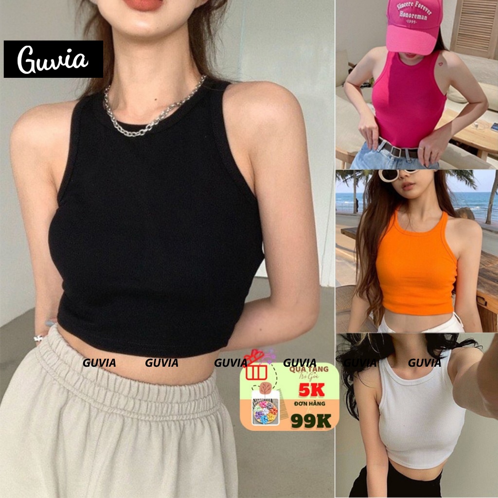 Áo Croptop Ba Lỗ Nữ NGƯỢC Trơn Ôm Body Chất Tốt, Áo CRT Kiểu nữ ôm thun gân mềm mát GUVIA CR1 | BigBuy360 - bigbuy360.vn