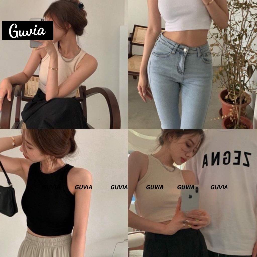 Áo Croptop Ba Lỗ Nữ NGƯỢC Trơn Ôm Body Chất Tốt, Áo CRT Kiểu nữ ôm thun gân mềm mát GUVIA CR1 | BigBuy360 - bigbuy360.vn