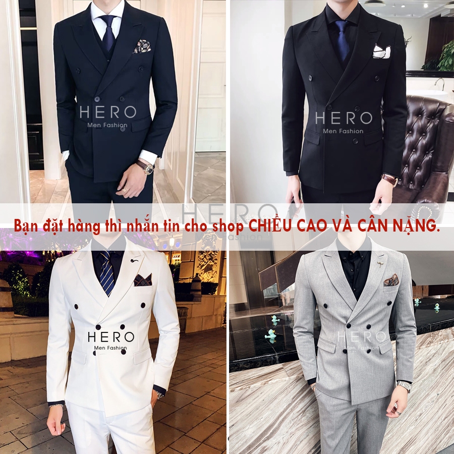 Bộ Vest Nam Cao Cấp  6 Cúc Màu Đen, Suit Nam Hàn Quốc Cao Cấp 6 khuy Fom Ôm Đẹp, Chất Vải Sịn