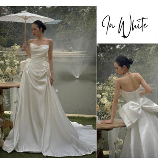 Đầm cưới cô dâu đi bàn nơ lưng mặc hai kiểu sang trọng nhẹ nhàng Luci Han