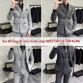 Bộ Vest Nam Cao Cấp Màu Xám, Bộ Suit Nam Hàn Quốc Chất Vải Sịn, Fom Ôm Đẹp