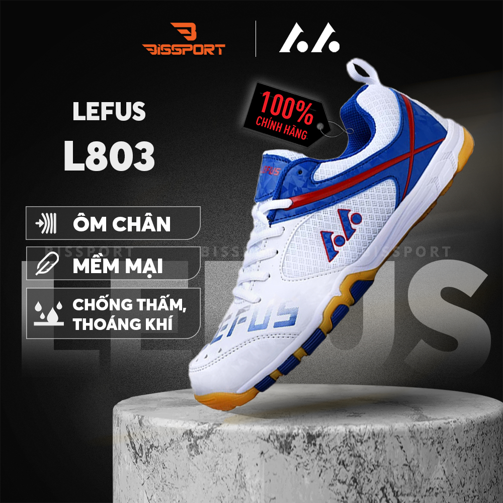 Giày Bóng Bàn Nội Địa Trung Lefus Chính Hãng Cao Cấp - Màu Trắng Xanh - Đế Giày Cao Su Cực Bám , Bền