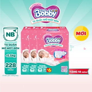 [MỚI][TẶNG MIẾNG] Combo 3 gói tã quần mở một bên Bobby dành cho bé sơ sinh size NB70+6/NB-S74/ S80/ S-M62