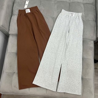 Quần nỉ nữ ống suông cạp chữ