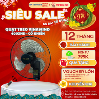 Quạt treo tường Điện cơ thống nhất QTT 400-XHĐ -Có khiển, 3 cánh, quạt mạnh, gió êm, bền bỉ, an toàn