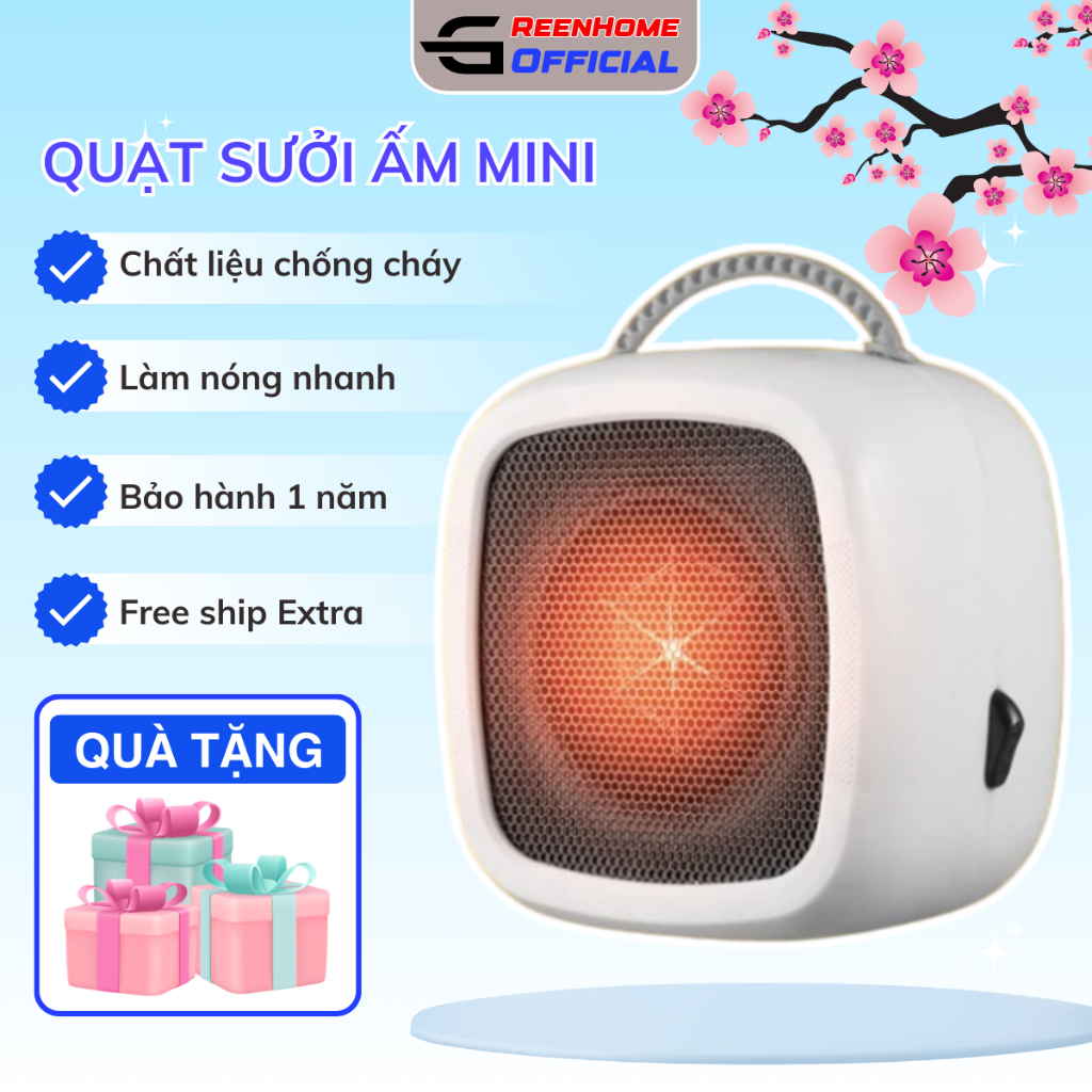 Quạt Sưởi Mini Để Bàn 7Days Smile Công Suất 500W Tiện Lợi QS01, bẢO HÀNH 12 THÁNG