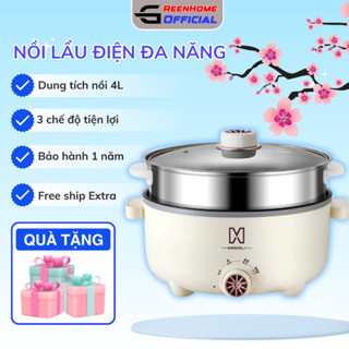 Nồi Lẩu Điện Đa Năng MANDELI 2 Tầng Dung Tích 3.5L, Công suất 1000W, Chống Dính Vân Đá Cao Cấp.