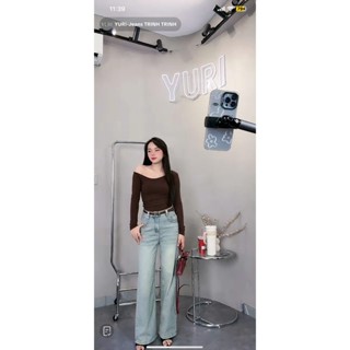 YURI JEANS - Quần Jeans Nữ Ống Suông Màu Xanh QC( MÃ 59)