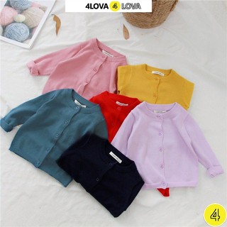 Áo Len Cardigan Bé Gái Bé Trai 4LOVA Cổ Tròn Chất Len Dệt Kim Phong Cách Hàn Quốc Cho Bé Trai Bé Gái