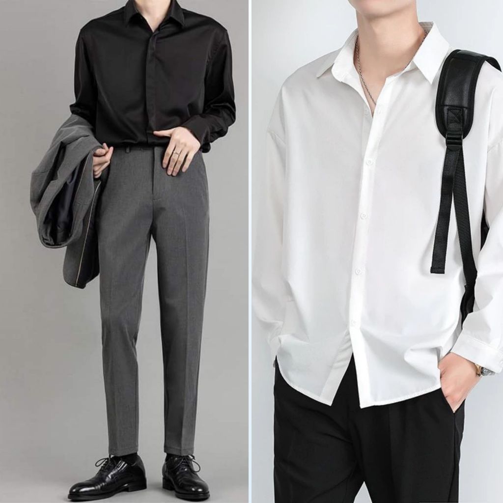 Áo Sơ Mi Nam Tay Dài Trơn Mina Fashion Nhiều Màu Form Rộng Unisex Vải Lụa Cao Cấp Phong Cách Công Sở Hàn Quốc 1006 | BigBuy360 - bigbuy360.vn