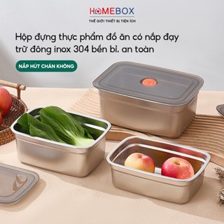 COMBO 2 Hộp Đựng Thực Phẩm Bằng Inox Có Nắp Đậy, Khay Đựng Đồ Để Tủ Lạnh Ngăn Mùi Bảo Quản Đồ Ăn