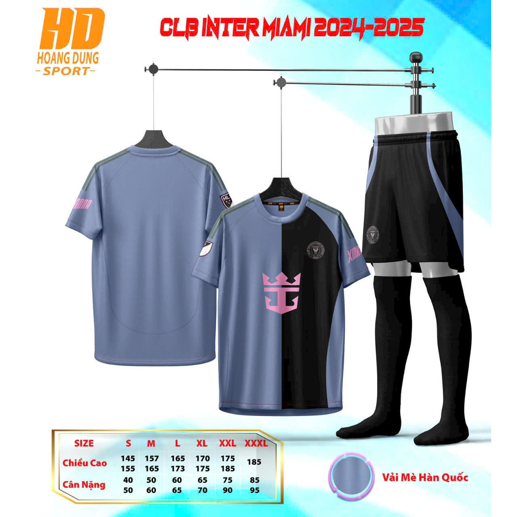 Bộ quần áo bóng đá INTER MIAMI vải mè co giãn 4 chiều HD mới nhất 2025