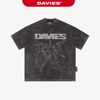 Áo thun wash xám họa tiết in thiên thần DAVIES form rộng tay lỡ nam nữ Seraphic Sinners Tee | D-T9