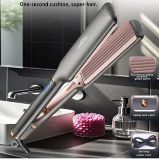 Máy Bấm Xù, Dập Xù Chân Tóc Bảng Nhiệt Lớn Có Chỉnh Nhiệt Phủ Gốm Bảo Vệ Tóc Kemei Km 3138