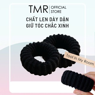   Set 2  Dây cột tóc len gân TMR chính hãng bản lớn dày dặn màu đen thu hút Phu kiện tóc 