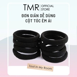   Set 10  Dây cột tóc TMR thun co dãn cực tốt dày dặn màu đen tiện dụng phu kiện tóc 
