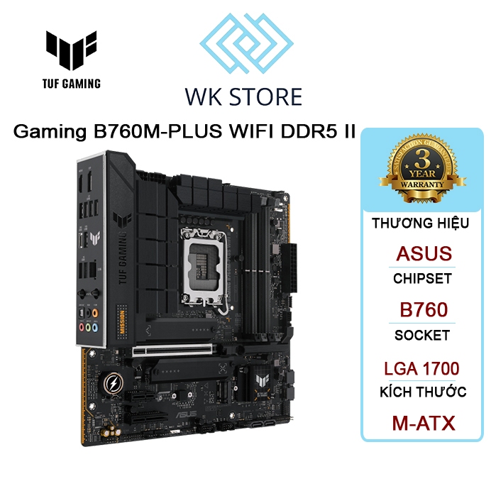 Bo mạch chủ Mainboard Asus TUF Gaming B760M-PLUS Wifi DDR5 II | Bảo hành 36 Tháng