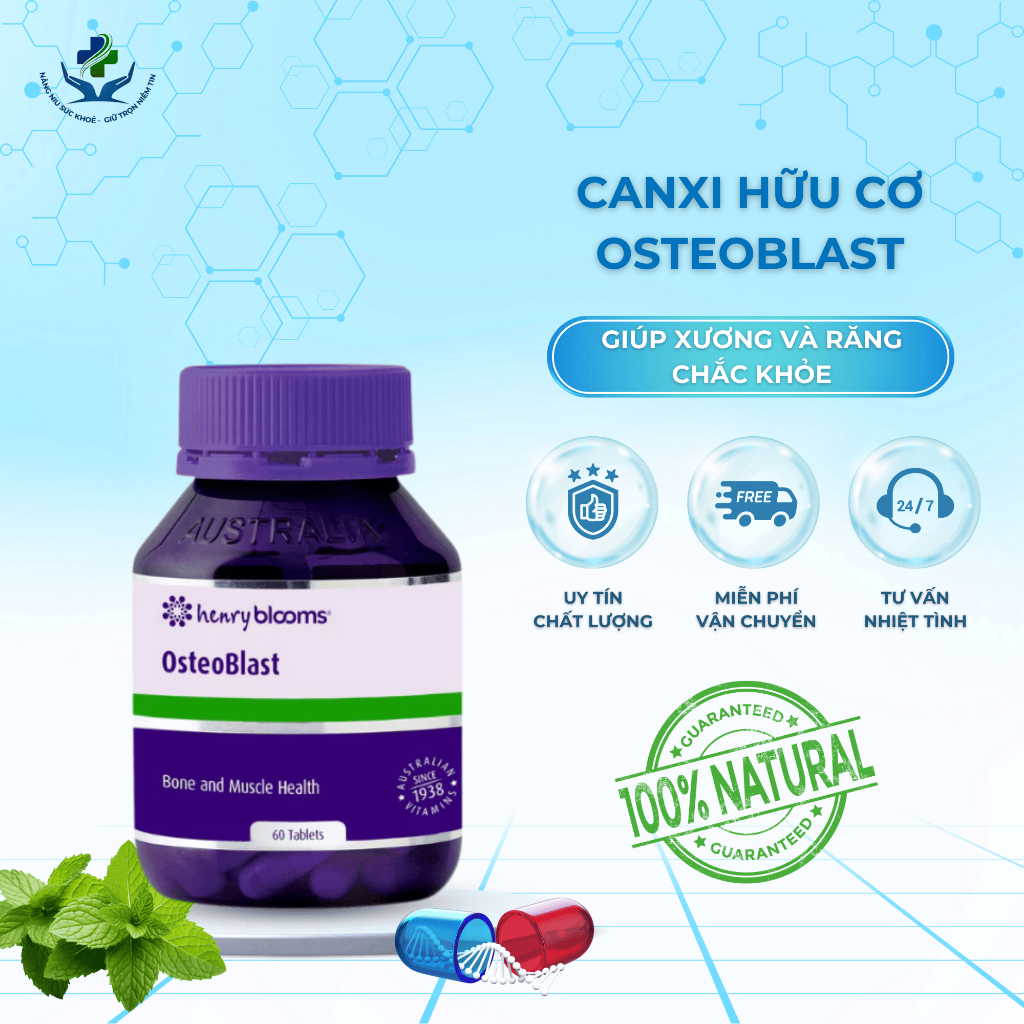 Canxi Hữu Cơ Henry Blooms Osteoblast Giúp Xương Và Răng Chắc Khỏe