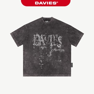 Áo thun wash in họa tiết DAVIES màu xám form rộng tay lỡ nam nữ cotton Renaissance Tee| D-T11