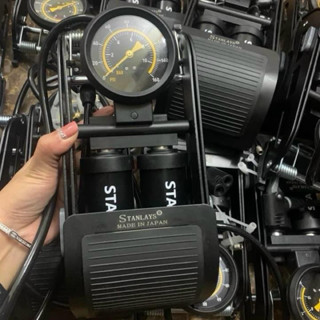 Bơm hơi đạp chân đa năng 2 ống Stanlays Kirito, bơm ô tô, xe máy, xe đạp, bóng, phao.