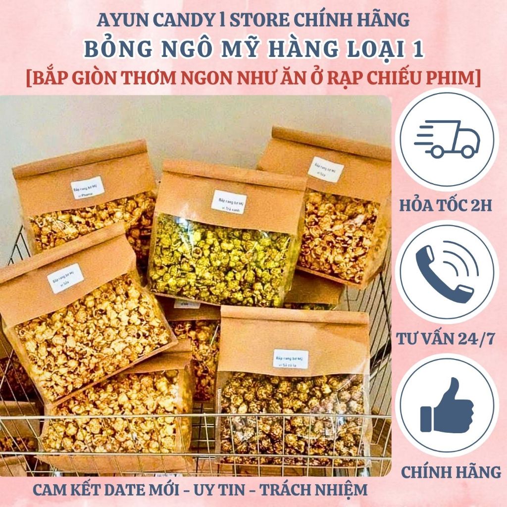 [TÚI TO 500G TẶNG 100G] Bỏng Ngô Mỹ - Bắp Rang Bơ Siêu To Mix Đủ Vị - Bắp Rạp Chiếu Phim