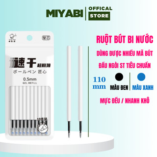  COMBO 10 Ruột bút gel bút bi nước ngòi 0.5mm màu xanh  đen ngòi bút mực gel cao cấp - MIYABI STORE 