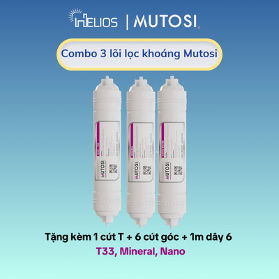 Combo 3 Lõi Lọc Nước chức năng Mutosi số 568 - Lõi T33/GAC, Lõi khoáng đá, Nano Bạc- Hàng chính hãng