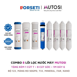 Combo 8 lõi lọc nước Mutosi cho máy lọc nước RO 8 cấp lọc (123, RO 50GPD, T33, Min, Far, Nano)
