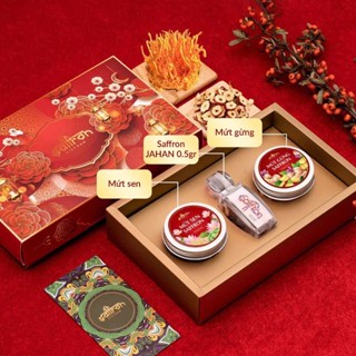 Hộp quà TẶNG  Saffron Nhụy Hoa Nghệ Tây Jahan 0.5Gr kèm  đông trùng, táo đỏ, trà hoa cao cấp