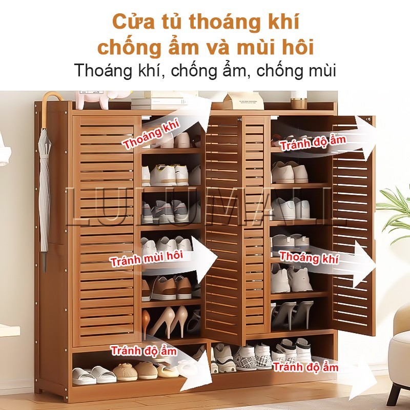 SUNNY BIERE Tủ giày gỗ tự nhiên thông thoáng chống bụi tủ giày nhiều tầng tiết kiệm không gian | BigBuy360 - bigbuy360.vn