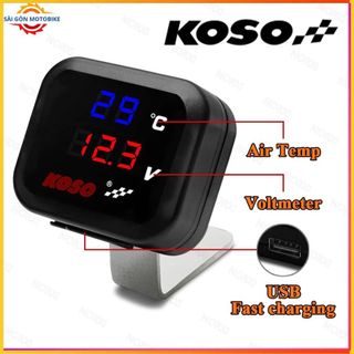Đồng Hồ KOSO VOL 3 Chức Năng Đo Vol, Nhiệt Độ - Tích Hợp Sạc Điện Thoại - Đồng Hồ Koso Đo Vol Bình 3 Chức Năng