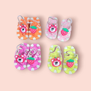 Dép kẹp hình gấu dâu quai thun tập đi siêu dễ thương cho bé gái siêu nhẹ