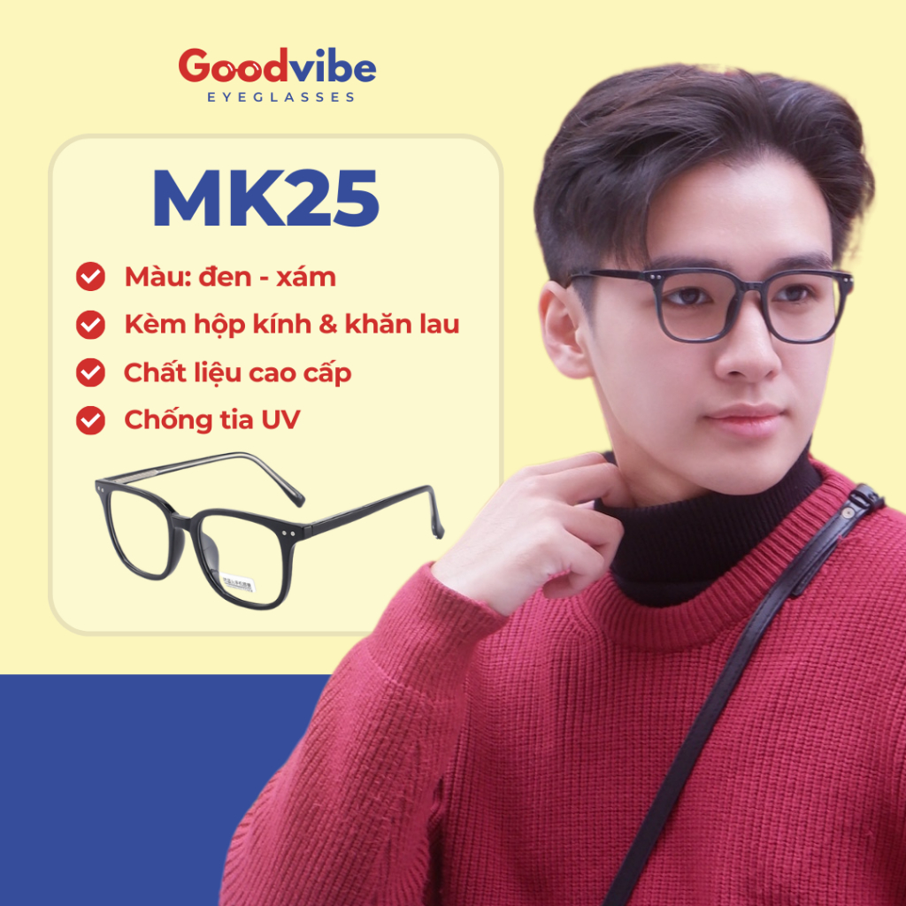Gọng Kính Mắt Vuông, Chất Liệu Nhựa, Phù Hợp Cho Nam Và Nữ, Chống Tia UV - MK25