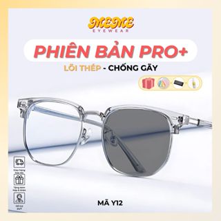 Mắt kính nam nữ đổi màu cận chống uv ánh sáng xanh gọng kính tròn vuông nửa viền cao cấp kim loại nhựa kính mắt MEME Y12