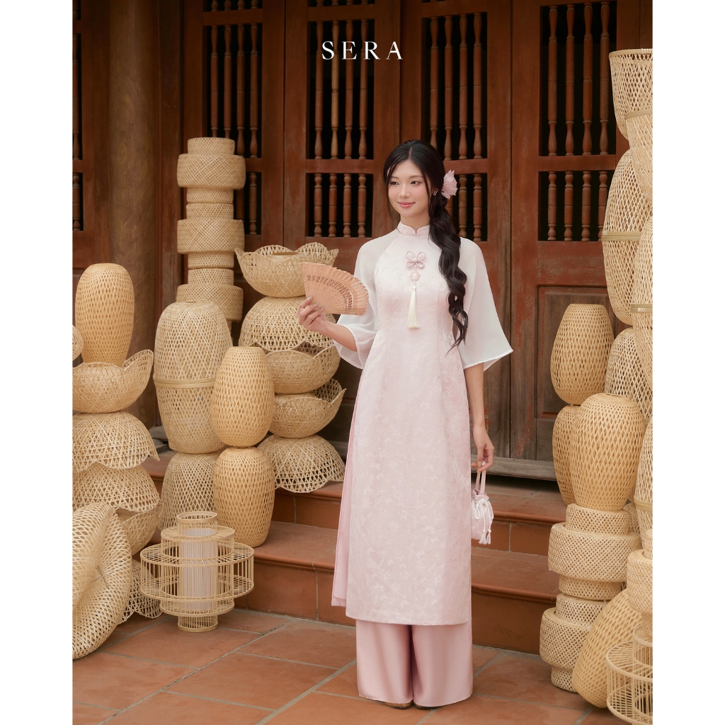 SERA - Áo dài Tấm chất liệu gấm phối tay voan | BigBuy360 - bigbuy360.vn