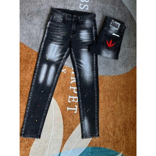 quần bò jean nam dài đen thêu họa tiết đẹp mẫu mới hot trend,chất jean co giãn tốt bền đẹp