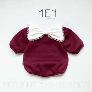   R106  Bodysuit cổ nơ nỉ lót lông dày ấm MIEN cho bé gái 